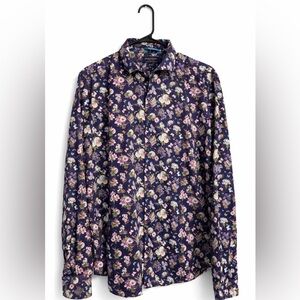 Denim & Flower x Ricky Singh Men’s XL Navy Floral Slim Fit Button Down Shirt